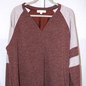 Cute Suzanne Betro Weekend Heathered Brown L/S Tunic Sweatshirt Size 1X EUC